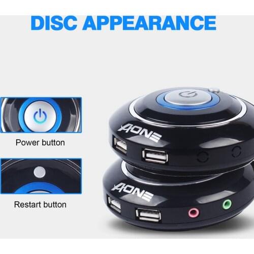 Desktop PC Computer Case Power Switch with Dual USB Ports Audio Interface + Power Reset Button + LED Lights + Extension Cord