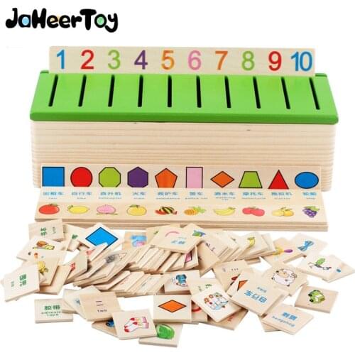 Jahee Montessori Toys for Girls Classified Game Digital Fruit Shape Animal Pattern Baby Wooden Toys for Children