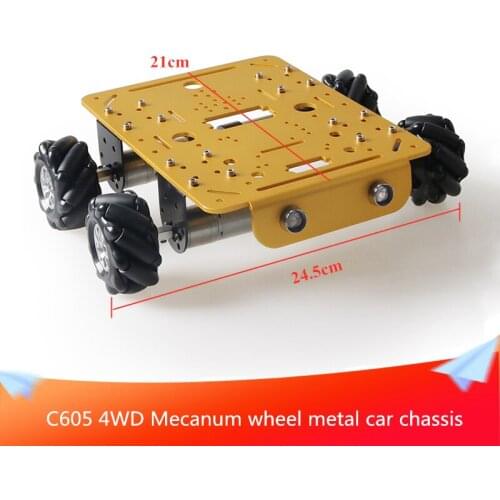With Led Lights C605 4WD Mecanum Wheel Metal Chassis Mobile Robot Platform Kit 4pcs High Torque Motors DIY Maker Learning