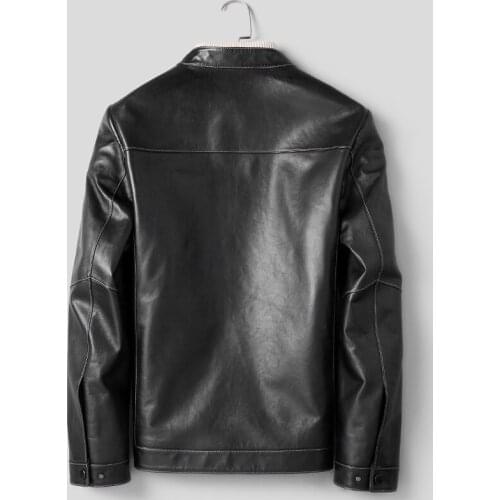 Real Genuine Leather Jacket Men Sheepskin Coat Casual Biker Motorcycle Jacket Spring Autumn Leather Jackets D8268F J3514