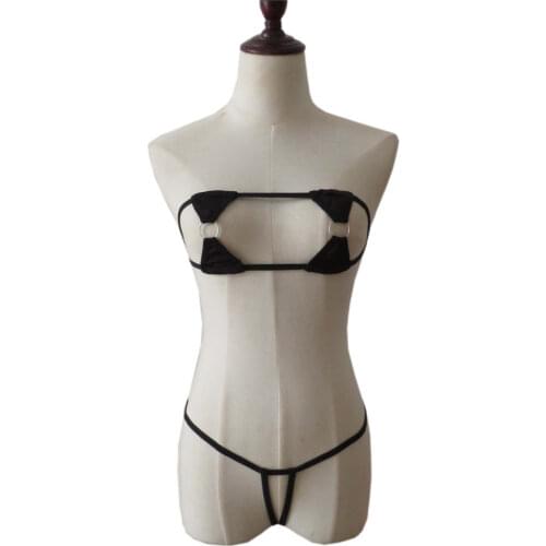 Micro bikini 2020 Sexy Wrapped chest metal ring Hollow Lotion Open file Thong swimwear women swimsuit biquini bikinis monokini