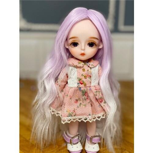 16cm Fashion Mini Wig BJD Doll Movable Joint Girl Dolls 3D Big Eyes Beautiful Cute DIY Toy Doll with Clothes Dress Up Doll