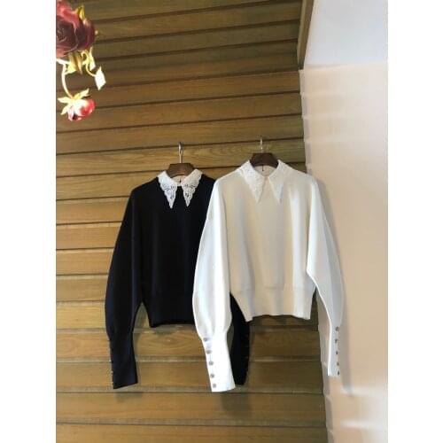 Fashion 2021 New Ladies Long Sleeve Sexy Casual Detachable Diamond Embroidered Pullover 1109