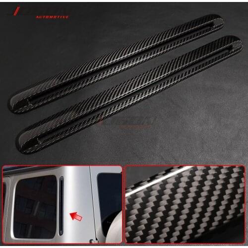 2pcs Real Carbon Fiber Rear Window "C" Pillar Mouldings Trim Cover For Mercedes Benz G class W463A W464 G63 G500 G550 2019 2020