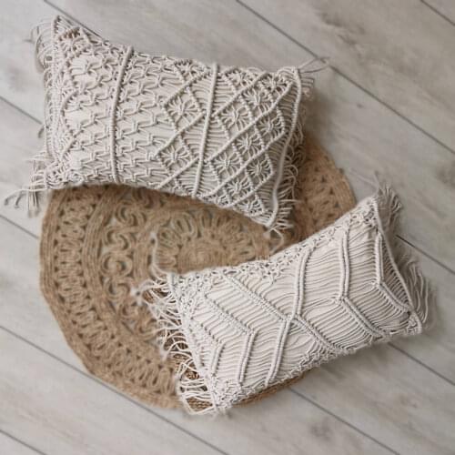 2019 New 30x50cm Macrame Hand-woven Cotton Thread Pillow Covers Sofa Cushion Cover Decorative Pillowcases Home Textile Almofadas