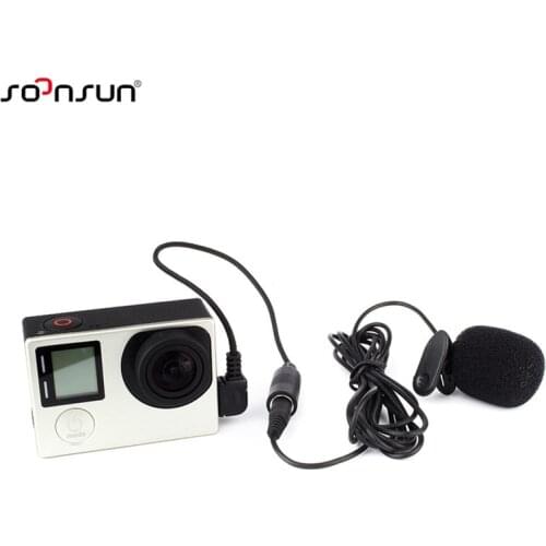 SOONSUN 3.5mm External Microphone Clip On Mic + Adapter Cable Accessories Kit for GoPro Hero 3 3+ 4 Camera for Go Pro Accessory