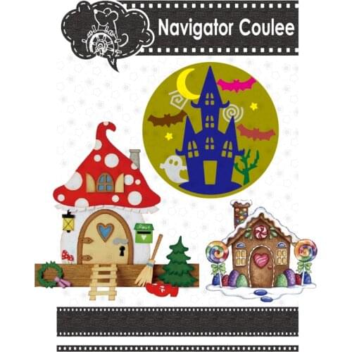 New Christmas Halloween Metal cutting die gingerbread castle haunted mushroom house gnome die dies 2021 DIY craft creative