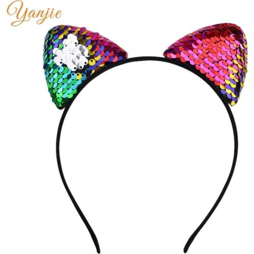 Sequin Cat Ears Hair Band For Girls 2021 Party DIY Headband Women Glitter Cat Ears Headband Birthday Gift Kids Hair Accessories