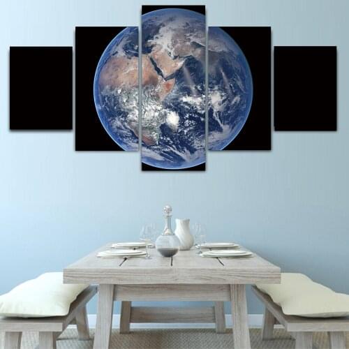 HD Prints Posters 5 Piece Universe Moon Earth Canvas Painting On The Wall For Living Studying Room Home Decor Modern Artwork