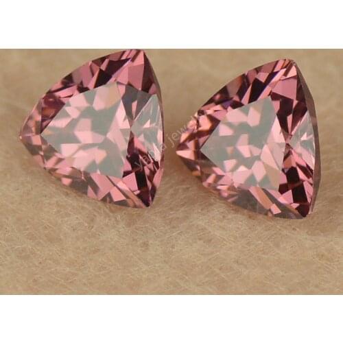 Sale 5A Zircon Gems 3x3~12x12mm Trillion Cut Triangle Shape Light Rhodolite Color Loose Synthetic Cubic Zirconia Stone For DIY