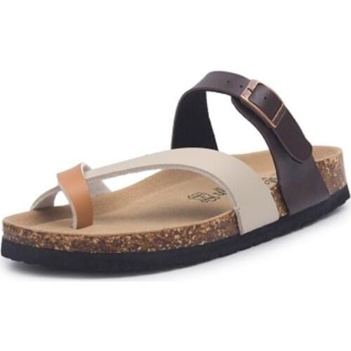 Summer New Women Cross Buckle Orthotic Sandals Unisex Lovers Cork Slippers Classics Leather Print Casual Beach Flip Flop Clogs