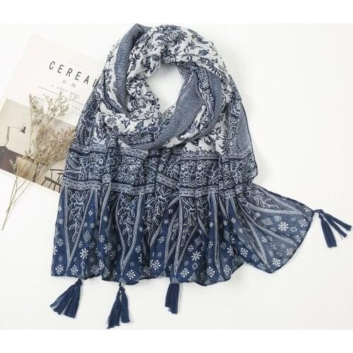Fashion Lovely Patchwork Floral Tassel Viscose Shawl Scarf Lady High Quality Wrap Headband Bufandas Muslim Hijab Sjaal 180*90Cm