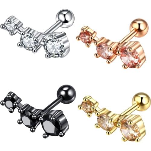 1Pc 16G Stainless Steel Ear Stud Septum Piercing Thread Barbell Stud Ear Cartilage Tragus Helix Piercing Body Jewelry for Women