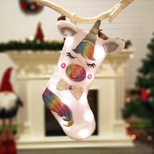 Cute Christmas Pendant Hanging Ornaments Decor Socks XMAS Trees Luminous Decoration Sock Candy Bag Christmas Party Gift Bags