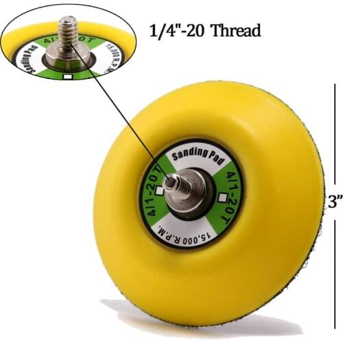 STARY 3-Inch Hook and Loop Backing Pad Sanding Pads for Dual Action Orbital Sanders 1/4"-20 Thread 15,000 RPM Drop shipping