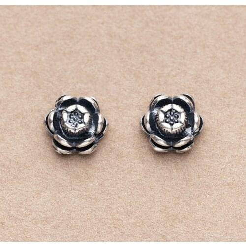 925 Sterling Silver 8mm Fashion Lotus Flower Base Spacer Beads Matte Craft Charm Beads DIY Bracelets Jewelry Making Accessories