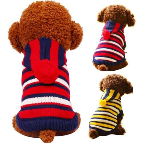 Dog Sweater Lovely Stripe Design Hoodie Wool Blend Two-legged Design Winter Pet Knitwear Comfortable Warmth for Daily Wear