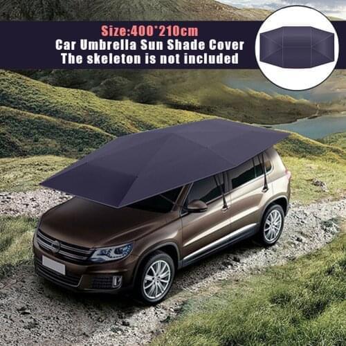 Outdoor Car Vehicle Tent Car/Picnic Umbrella Windproof Buttons Oxford Cloth Sun Shade Umbrella Auto Car Cover 4*2.1m(No bracket)