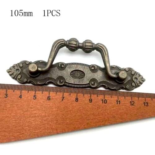 Higt Quality Antique Furniture Handles Striped Carved Handle Drawer Door Knobs Jewelry Box Bronze Cabinet Pulls Cupboard SC072-1