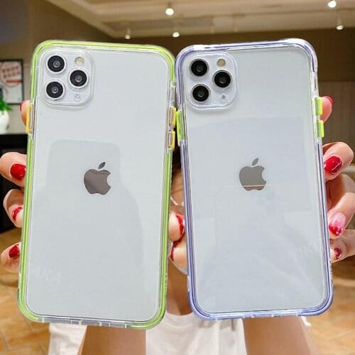 Camera Protection Phone Case For iPhone 12 Pro 11 Pro X XR XS Max 8 7 Plus Solid Contrast Color Clear Soft Silicone Case Cover