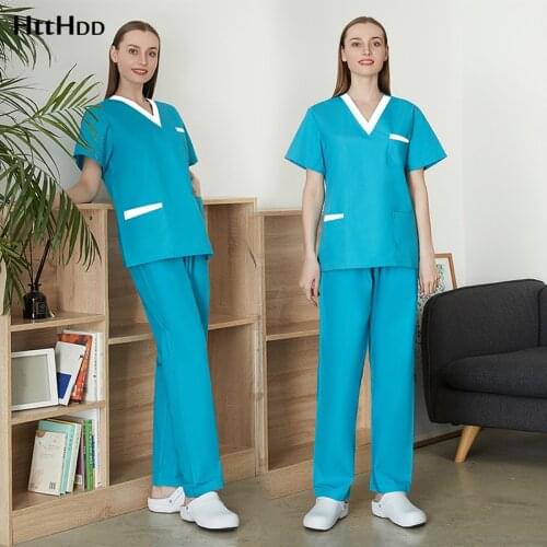 Ladies Lake Blue Work Clinic Pharmacy Care Workwear Hotel Attendant Cleaning Set Wholesale High Quality Dust-proof Scrub Uniform