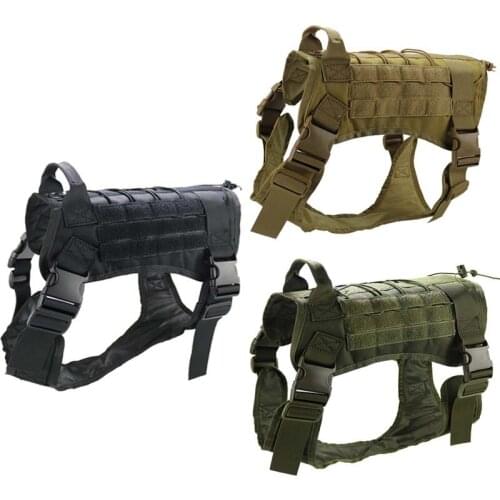 Camping Dog Vest Outdoor Hunting Molle Breathable Military Tactical Training Dog Harness With Handle Hiking Vests