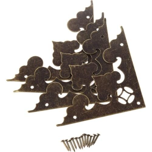 4Pcs 58mm Antique Bronze Wooden Box Corner Bracket Jewelry Gift Box Decorative Feet Leg Corner Protector Cover for Furniture