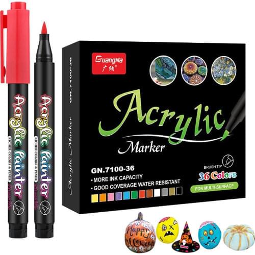 12/24/36 Color Acrylic Paint Brush Marker Pens for Fabric Canvas , Art Rock Painting, Card Making, Metal and Ceramics, Glass