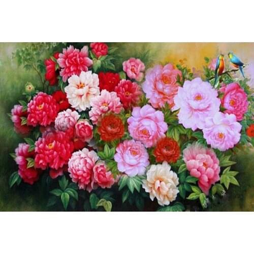 New Needlework 5d Diy Diamond Painting Cross Stitch peony Diamond embroidery full Flowers rhinestone Mosaic decoration picture
