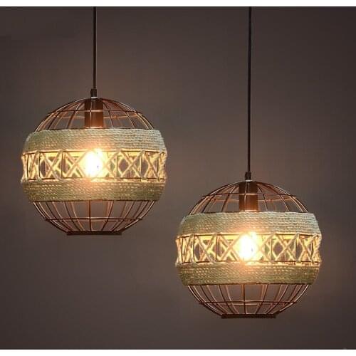 American country creative personality rope pendant light industrial wind Bar Cafe Cafe Restaurant retro Round Pendant ya7271