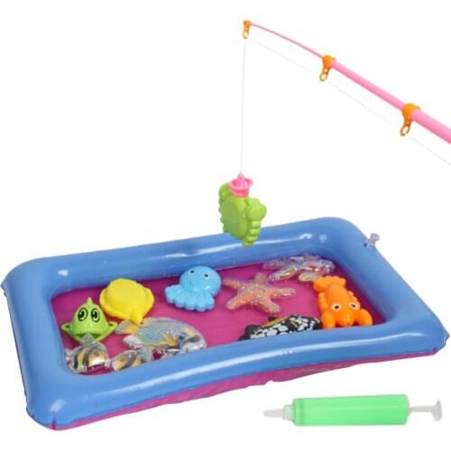 Childrens Magnetic Fishing Toys Set Play Water Magnetic Fishing Toys With Blow Up Pool Fun Parent-child Interactive Toys