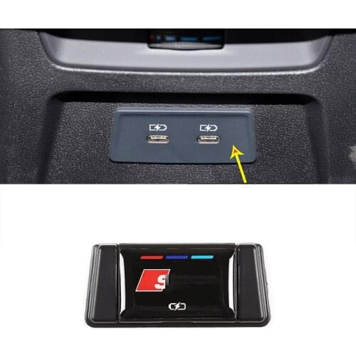 For Audi A3 21 Car styling ABS Black Car Rear Air Outlet Charging Port USB Protection Cover Stickers Car Accessories (With logo)