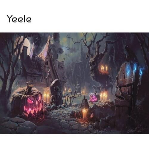 Yeele Photocall Halloween Backdrops Grunge House Pumpkin Lanterns Baby Portrait Background Photographic Photography Photo Studio