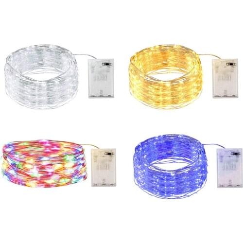 Fairy Lights 2M 5M 10M LED String Lights Battery Powered Silver Silk Fairy Garland Lights Christmas Outdoor Lights