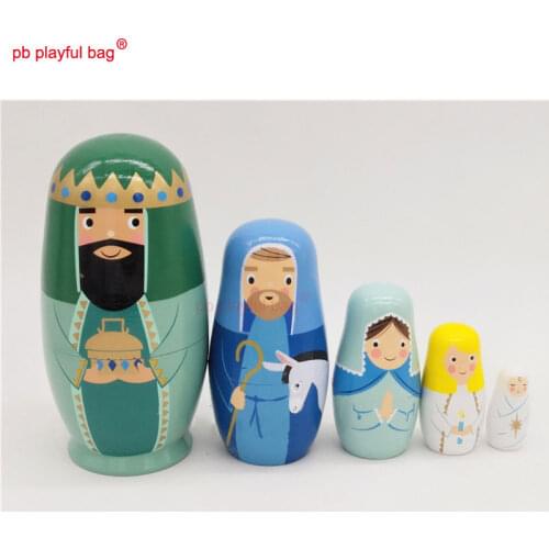 PB Playful bag Five story King Russian dolls wooden DIY toy set exquisite crafts Valentines Day Christmas gift decorations HG42