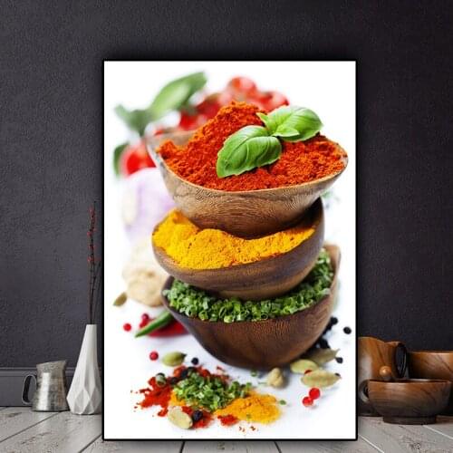 Grains Spices Peppers Green Plant Canvas Painting Cuadros Posters and Prints Kitchen Wall Art Food Picture Living Room Decor