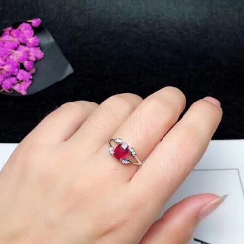 Natural ruby ring Free shipping Natural and real ruby 925 sterling silver 5*7mm