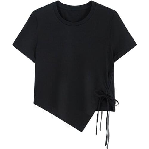 Short-sleeved Irregular Short Top Womens Casual Summer T-shirt Women 2021 T-shirt T-shirt Tight Top T-shirt Direct Mail