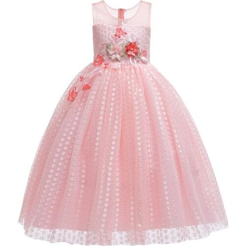 2020 Summer New Girl Dress,Lace Flower Long Princess Dress Elegant Princess Dress Performance Dress Photo Album Wedding Dress