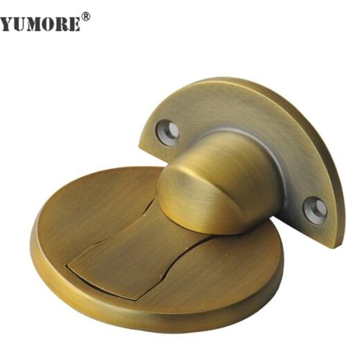 YUMORE 10pcs/lot Magnetic Door Stops 304 Stainless Steel Rubber Hidden Door Stopper Floor Mounted Nail-free Door Holder
