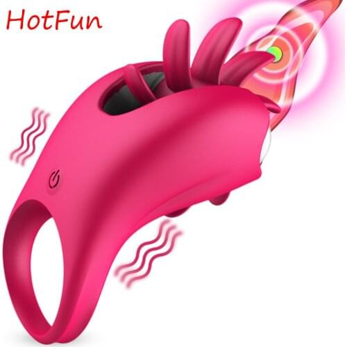 Tongue Licking Rotation Massage Vibrator Vagina Clitoris Stimulate Penis Ring G-spot Sex Toys for Couple sex shops