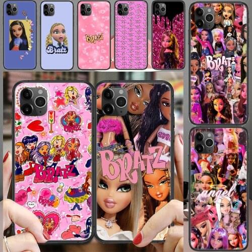 Bratz Cute Cartoon Doll Phone Case Cover Hull For iphone 5 5s se 2 6 6s 7 8 12 mini plus X XS XR 11 PRO MAX black fashion coque