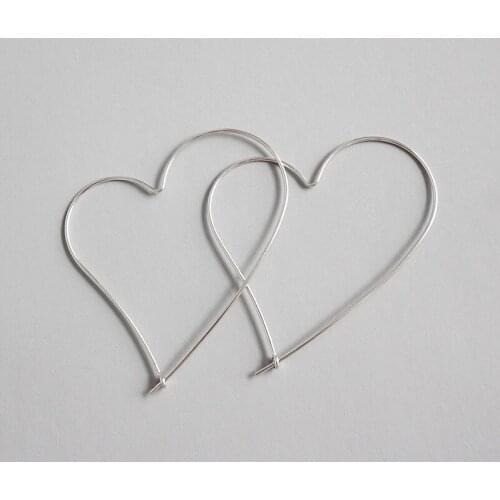 Fashion Large Circle Heart-shaped Earrings S925 Silver Color Earrings Personality Simple Charm Ladies Girls Silver Color Jewelry