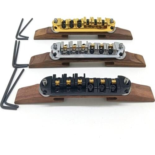 Roller Saddle Guitar Bridge for Jazz Guitar Replacement, Gold/Chrome/Black-Plated