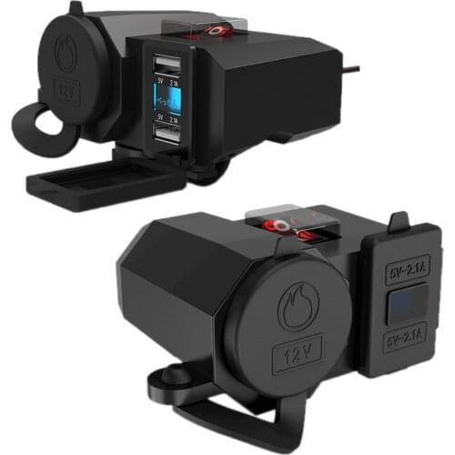 Motorcycle Modified Car Charger Mobile Phone Dual USB Charger Cycling 12V Waterproof Car Charger Cigarette Lighter 2021 New