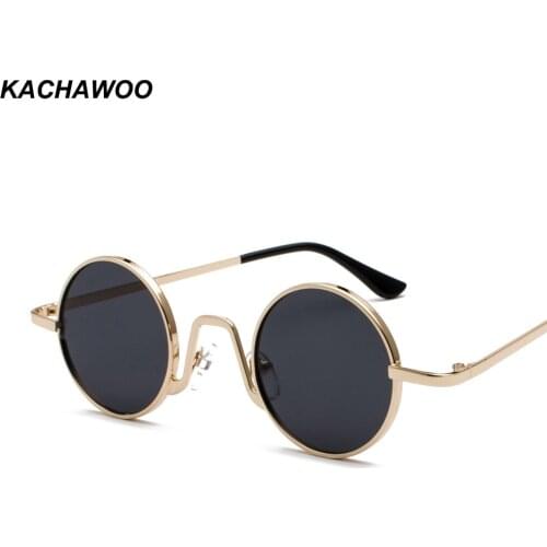 Kachawoo wholesale 6pcs round vintage sunglasses men 2019 decoration gift red gold black retro sun glasses women small metal