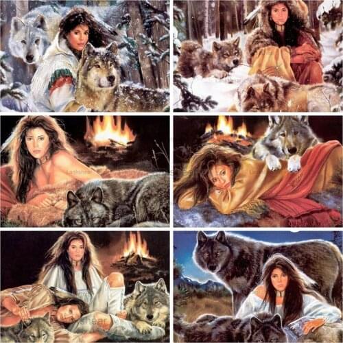 5D Diamond Painting Wolf Cross Stitch Kits Mosaic Embroidery Animals Art Picture Beaded Needlework Wall Decor Hobby Craft