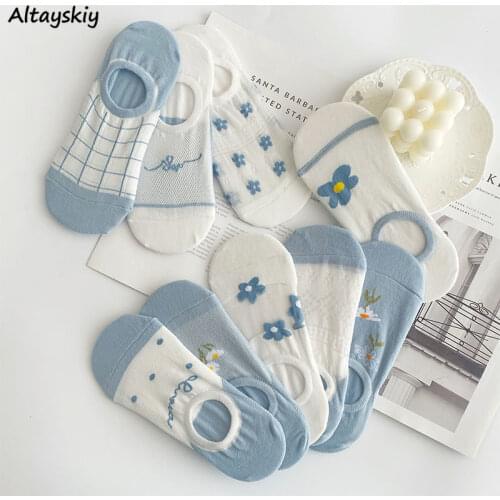 Sock Slippers Women Spring and Summer Students All-match Lovely Girls Harajuku Newly Simple Thin Print Daily Cute Design Kawaii