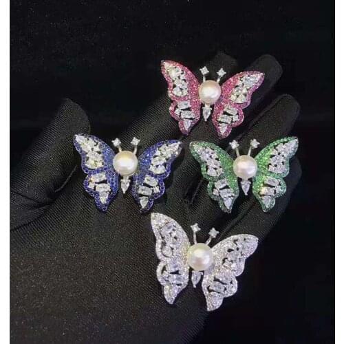 New winter Butterfly Brooch tassel double accessories winter sweater pin brooch