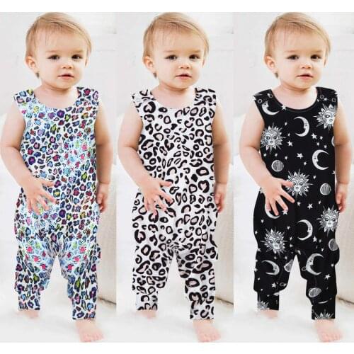 Newborn Infant Girls Boys Baby Jumpsuit Printing Pattern Creative Cartoon Leopard Romper Summer Outfits Unisex Kids Clothing